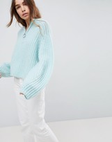 Thumbnail for your product : Weekday Exposed Zip Thick Rib High Neck Knit