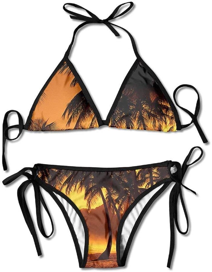 Rtyrtyrty Swimsuit Triangle Bikini Coconut Tree Palms Summer Sexy