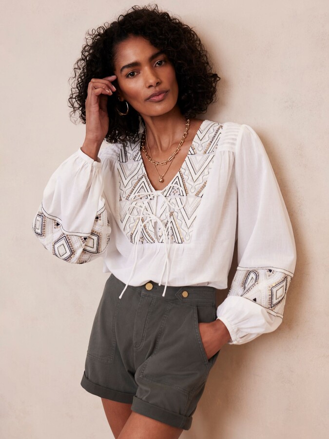 Mint Velvet Embroidered Tied Top ShopStyle