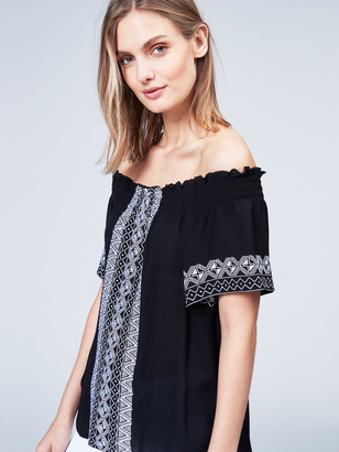 525 America Embroidered Off The Shoulder Top