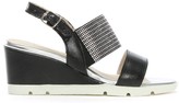 Thumbnail for your product : Luparense Lovell Black Leather Jewelled Sling Back Wedge Sandals
