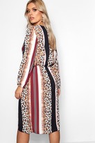 Thumbnail for your product : boohoo Plus Chain Mixed Print Wrap Midi Dress