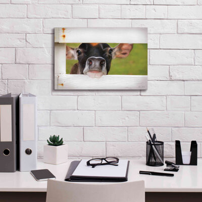 Gracie Oaks Cow At Fence On Canvas by Lori Deiter Print