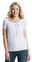 Thumbnail for your product : Amy Byer Short Sleeve Solid Peasant Neck Woven Top