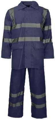 Forever Hi Viz Waterproof Rainsuit Set High Vis Visibility Jacket & Trouser
