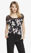Thumbnail for your product : Express Floral And Mesh Hi-Lo Hem Tee