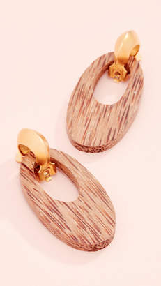 Kenneth Jay Lane Gold and Wood Drop Earrings