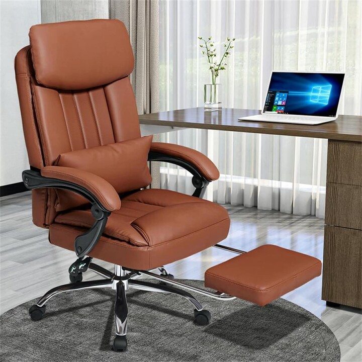 BESTCOSTY Executive Chair, High Back Leather Desk Chair W/ Retractable