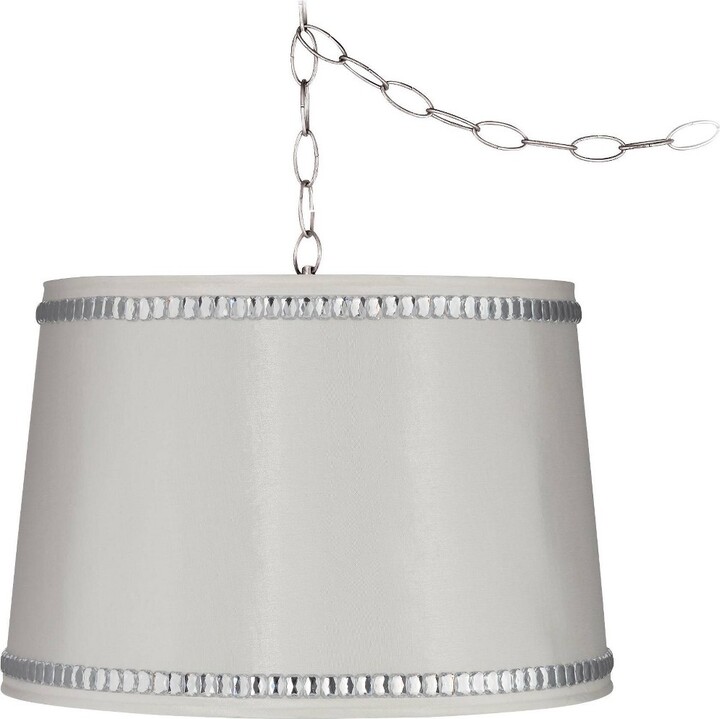 Possini Euro Design Brushed Nickel Swag Pendant Light 15" Wide Crystal