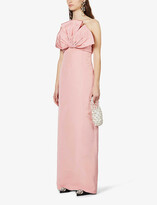 Thumbnail for your product : Carolina Herrera Bow-embellished silk-twill gown