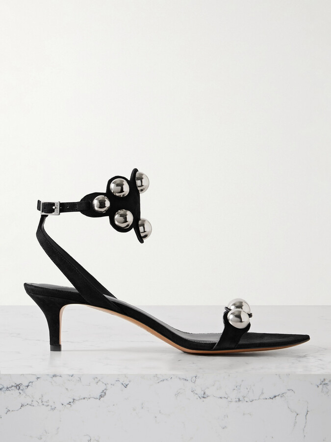 Isabel Marant Vikto Studded Suede Sandals - Black