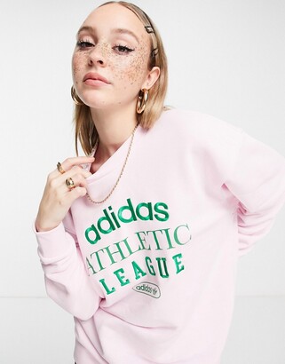 adidas 'Retro Luxury' slogan sweat in pink - ShopStyle Activewear Tops