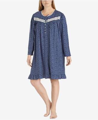 Eileen West Plus Size Printed Cotton Knit Nightgown