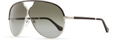 Thumbnail for your product : Balenciaga Aviator Sunglasses, Palladium/Black Leather