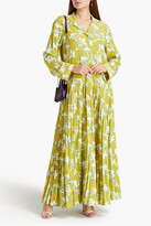 Thumbnail for your product : Valentino Pleated floral-print silk-crepe maxi dress