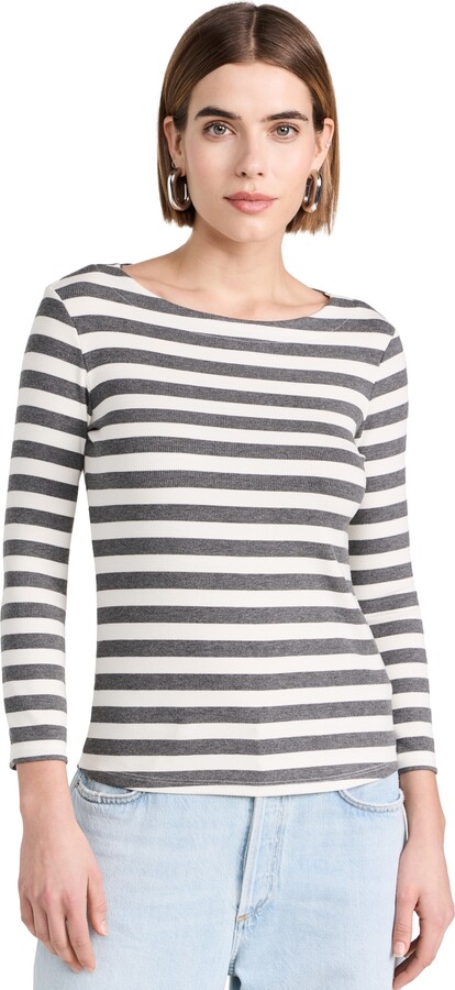 L'Agence Lucille Boat Neck Stripe Shirt