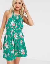 Thumbnail for your product : Gilli halterneck mini dress in green floral