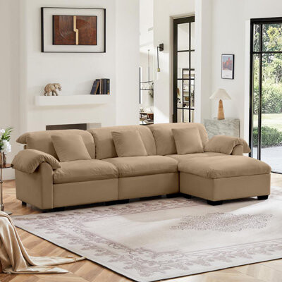 L Shaped Sectional Sofa With Storage Seats and Storage Ottoman