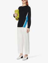 Thumbnail for your product : Dries Van Noten Contrast-stripe scoop neck wool jumper
