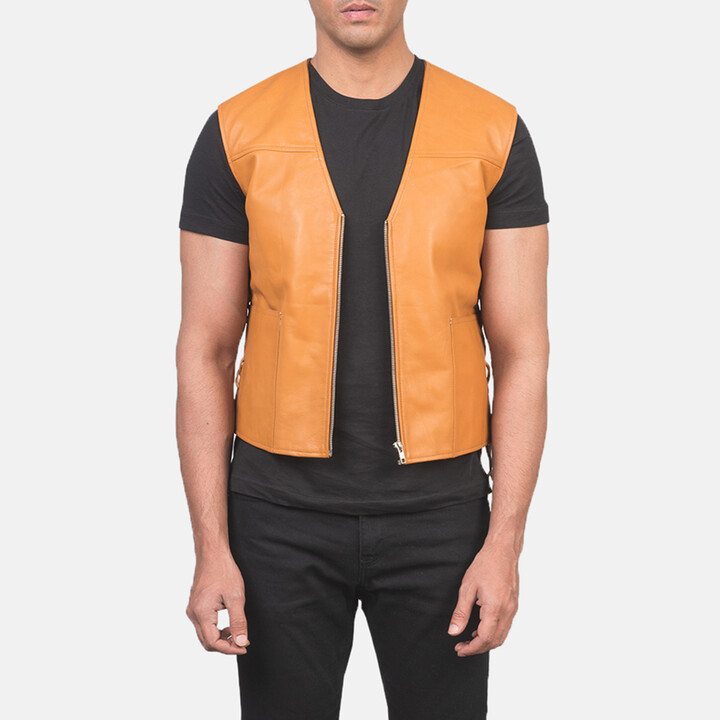 The Jacket Maker Brandon Tan Brown Leather Vest - ShopStyle
