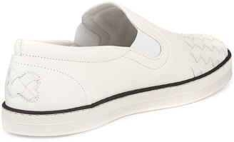 Bottega Veneta Intrecciato-Toe Slip-On Sneaker, Bianco