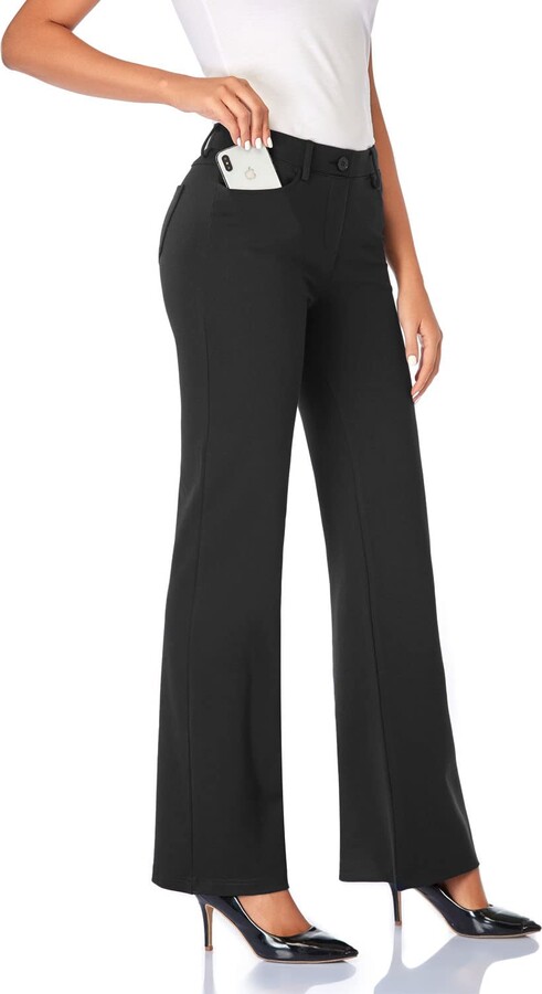 Black Bootcut Long Trousers ShopStyle UK