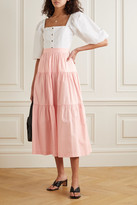 Thumbnail for your product : STAUD Sea Tiered Stretch-cotton Poplin Maxi Skirt - Pink