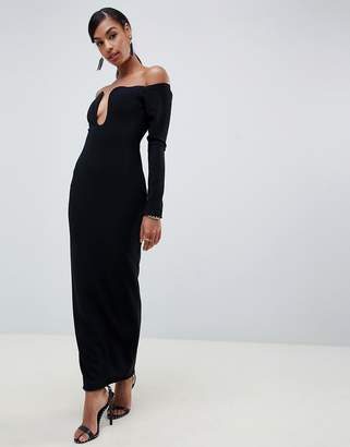 Bardot Asos Design ASOS DESIGN U bar maxi dress-Black