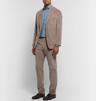 Thom Sweeney Taupe Slim-Fit Cotton-Corduroy Suit Trousers
