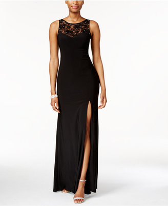 Xscape Evenings X by Rhinestone Illusion Lace Gown