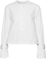 Thumbnail for your product : Proenza Schouler Cropped Buckle-detailed Stretch Cotton-poplin Blouse