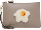 Thumbnail for your product : Anya Hindmarch Shearling-appliqued Leather Clutch