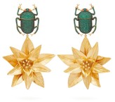 Thumbnail for your product : BEGÜM KHAN Pharoah Lotus Gold-plated Clip Earrings - Green