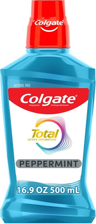 Colgate Total Antigingivitis Antiplaque Mouthwash, Alcohol-Free, Peppermint, 16.9 OZ