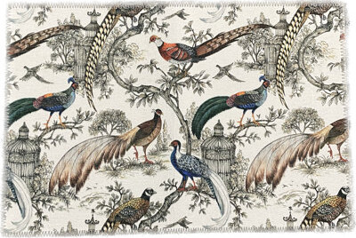 Nicolette Mayer Pheasant Sauvage White Microfiber Rectangle Washable Rug