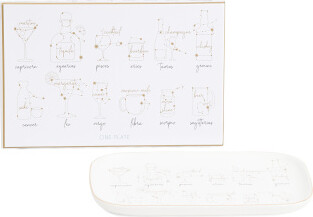 TJMAXX Porcelain Stardust Tray Zodiac Cocktail With Gift Box, Gold