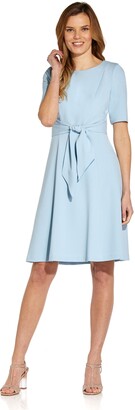 Adrianna Papell Tie Front Fit & Flare Crepe Dress