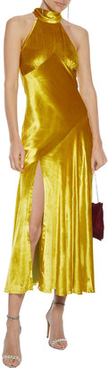 De La Vali Vivienne Asymmetric Silk-satin Midi Dress