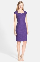 Thumbnail for your product : Adrianna Papell Notched Square Neck Lace Sheath Dress