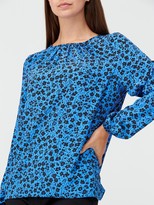 Thumbnail for your product : Very Printed Round Neck Long Sleeve Shell Top - Print