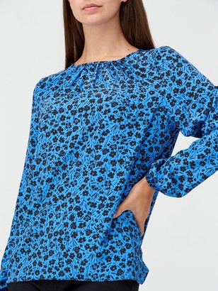 Very Printed Round Neck Long Sleeve Shell Top - Print