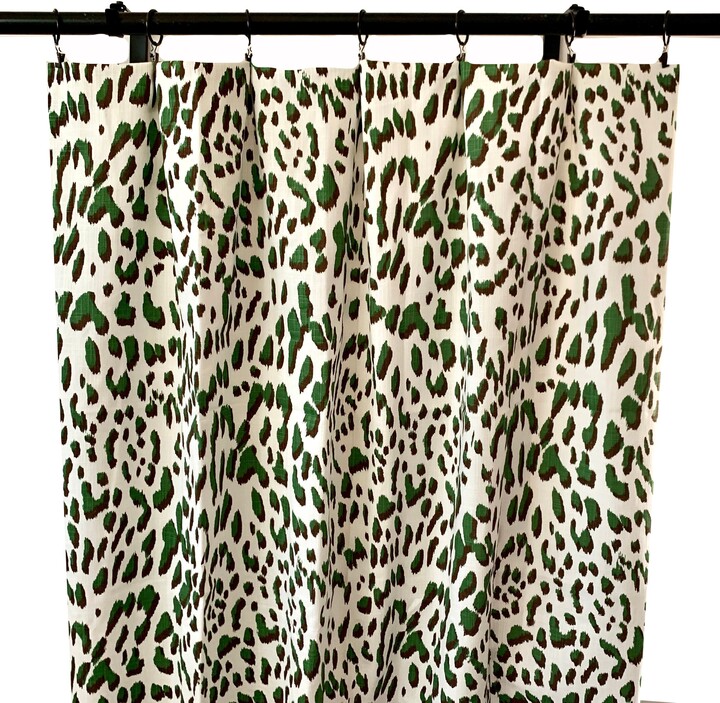 Green Leopard Curtains, Dark Dot 2 Curtain Panels, Fall Home Decor, Forest