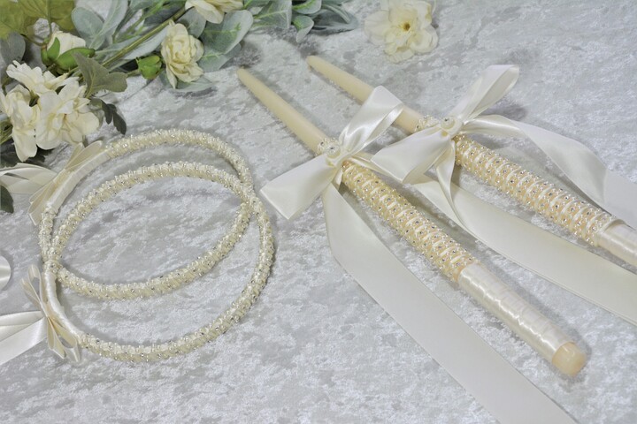 Etsy Wedding Stefana Candle Set Greek Crowns Orthodox Candles Rhinestone Pearl Stefana Lambathes Lambades