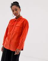 Thumbnail for your product : ASOS Design Cord Shirt In Orange
