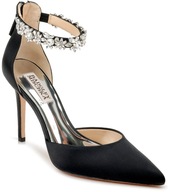 Badgley mischka evie embellished ankle strap pump Clearance