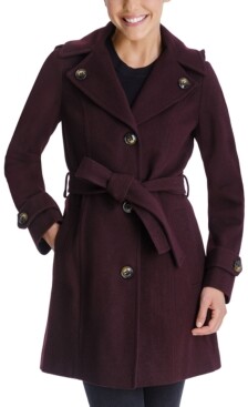 hooded belted walker coat