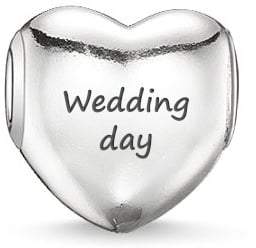 Thomas Sabo Love Heart Karma Bead engraved with 'Wedding Day'