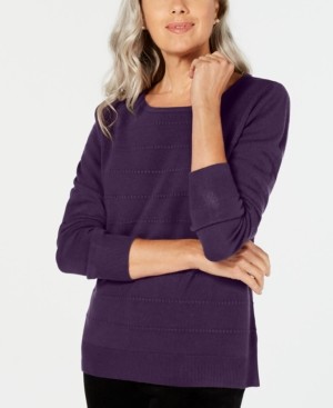 Karen Scott Textured-Stripe Sweater, Created for Macy's