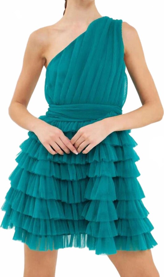 Tulle Mini Dress In Jade