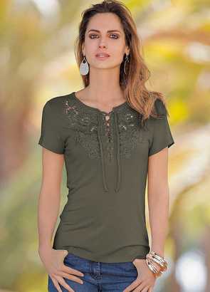 Together Lace Front Jersey Top